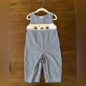 Royal Child Smocked Construction Overall-Style Jumpsuit (18 Months)